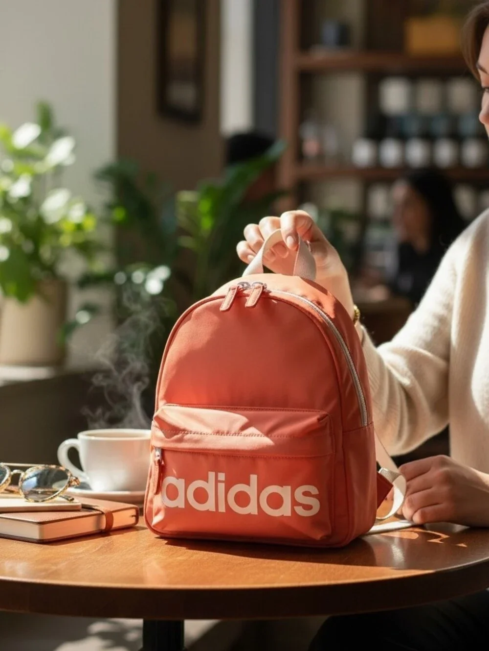 Adidas Women's Mini Sports Backpack in Coral - Picture 1 of 9